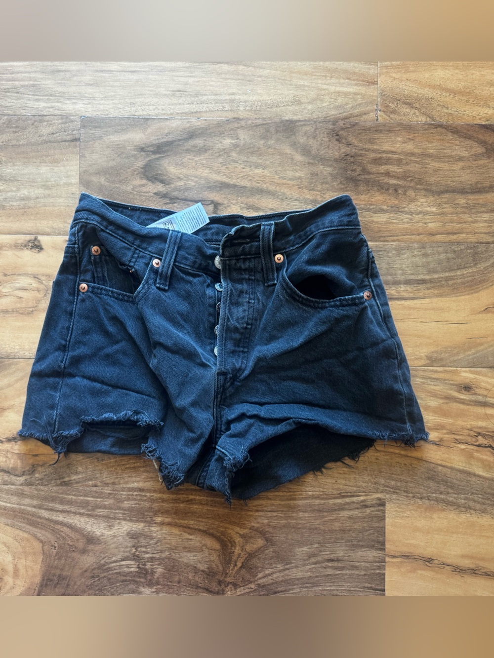 Levi's Black Denim Cut-Off Button Fly Shorts